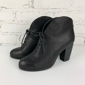 Antelope Black Stacked Heel Wedge Ankle Bootie 40